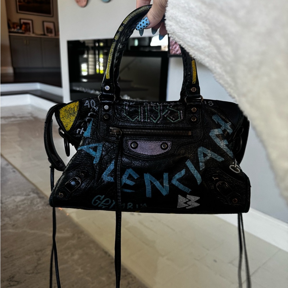 Balenciaga Black Graffiti Women's Bag
